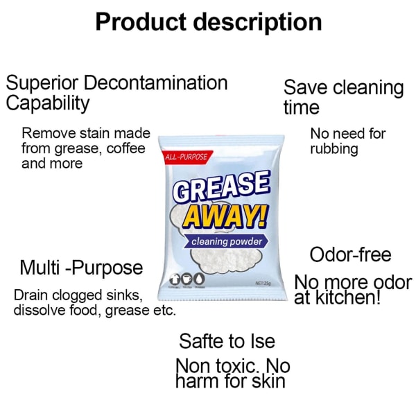 Fläckborttagningsmedel Tvättmedelspulver Multifunktionstvättmedelspulver för matsmuts Te Fläckrengöring