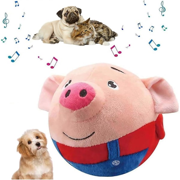 Aktiv Plyschdjursleksak, Pratande Rörlig Husdjursboll för Hundar Skakande Studsande Leksaker Red Pig