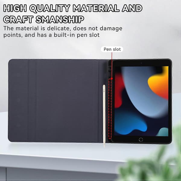 iPad Air (2013)/Air 2/9.7 tuuman (2017)/(2018) Bluetooth-näppäimistönahkakotelojalusta kynäpaikalla Multicolor Style E