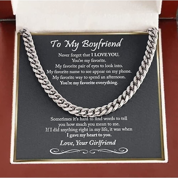 Til min mand rustfrit stål cubansk kæde halskæde til ham, fødselsdagsgaver til kæreste mand
