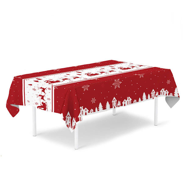 Mub - Julduk med tomte, snöflingor, röda blommor, fläckbeständig bordslöpare för juldekorationer XS0317-13