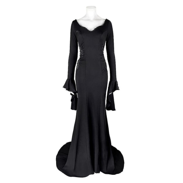 The Addams Family Morticia Addams Kostym V-ringad Outfit för Tema M