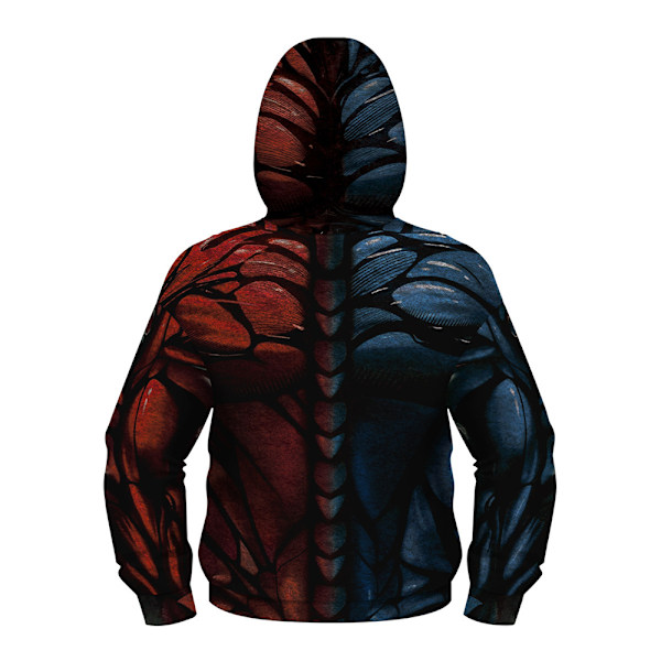 Barn Gutter Full Zip Hoodie Jakke Venom 3D Trykk Tegneserie Hettestropp Genseren Blå Rød Blue Red XS