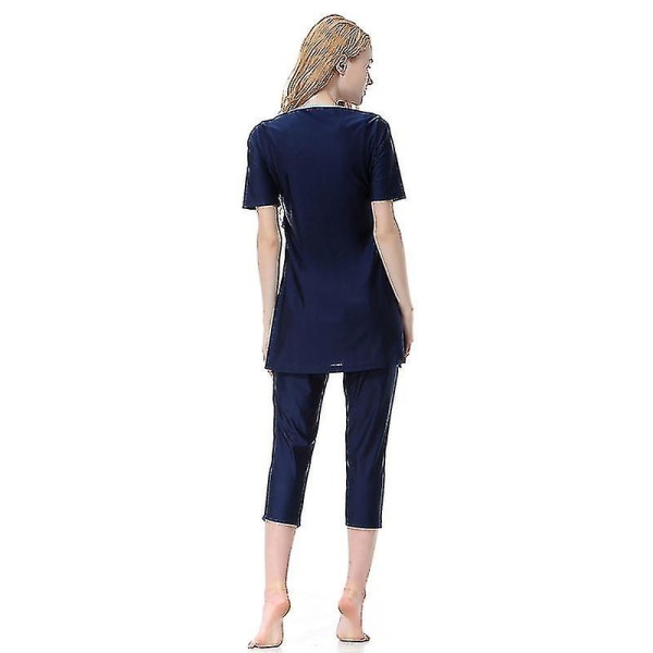 Kvinnors Islamisk Muslimsk Strandbadkläder Blygsam Badkläder Helkroppsburkini Bästa Present Navy Blue M