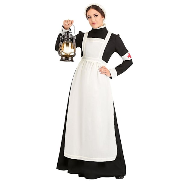 Halloween-kostymer för kvinnor, Cosplay-piga-klänning, Show-kostym, Sjuksköterska-rollspel, Lång klänning XL