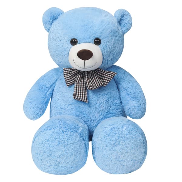 Kosedyr bamse, 120 cm stor bjørnedukke, egnet som gave (Himmelblå)