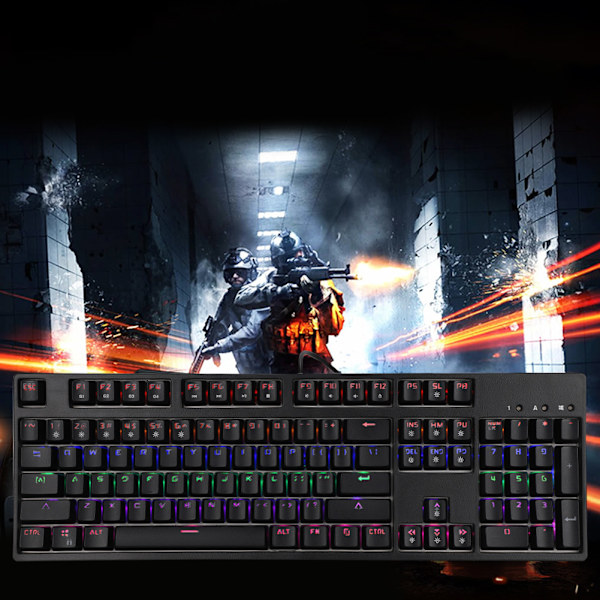 M-8 104 Keys Rainbow Backlit Mechanical Wired Computer Keyboard Gaming Office 0.1