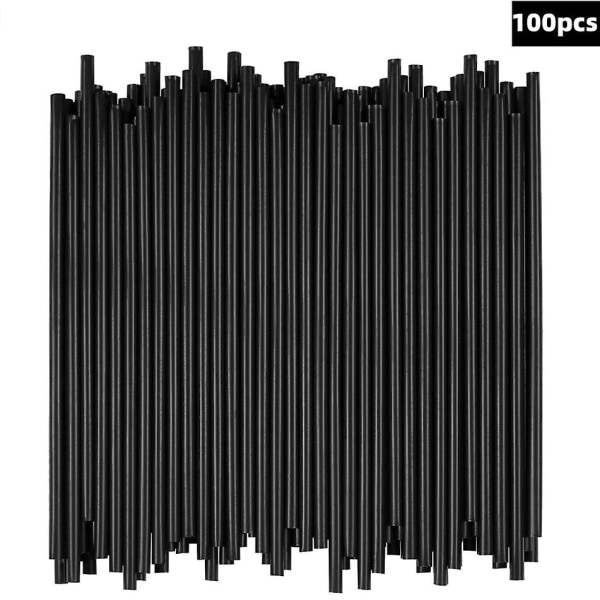 [1000/500 Bulk Pack] 5-tums sip-omrörare/sugrör i plast - Engångsrörare för kaffe och cocktail - svart 5 i svart 100pcs