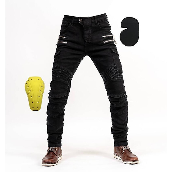 Bukser Motorcykel Bukser Mænd Moto Jeans Beskyttelsesudstyr Kørsel Touring Motorcykel Bukser Motocross Bukser Moto Bukser black EU-3XL