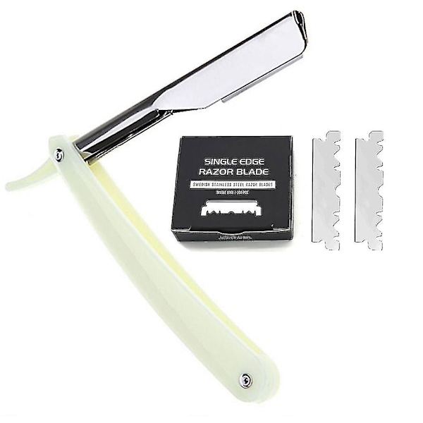 Profesjonell Barber Straight Edge For Razor Med 100 stk Rustfritt Stål Enkeltkantede Razorblader