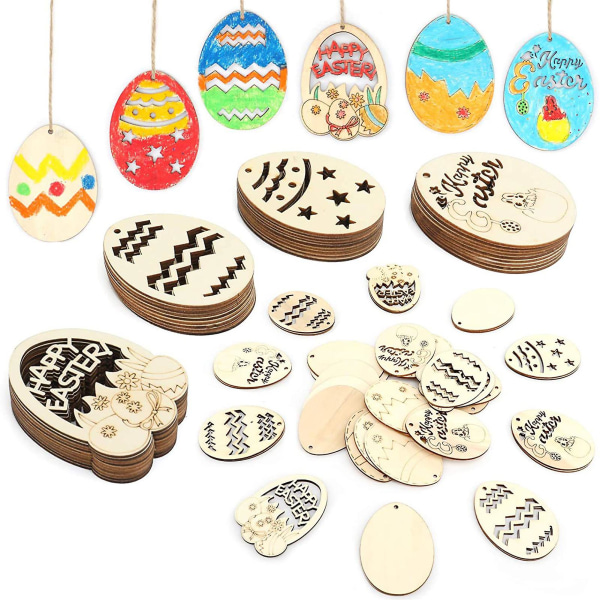 Sett påske hengende anheng Praktisk fint utførelse Tre Bunny Egg Kylling DIY Ornament for Festival H
