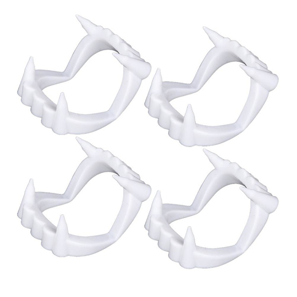 4 stk Dracula-kostyme for barn, vampyrtann Halloween vampyrtann Dracula monstertenner falske tenner hvite vampyrtann