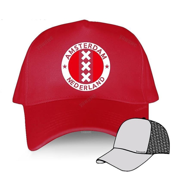 Menn Utendørs Snapback-hatter Kjærestehette Amsterdam Design Baseballcaps i bomull red mesh