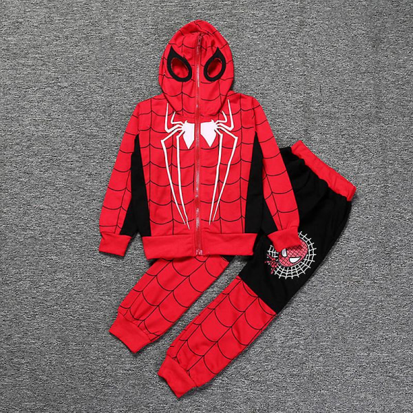 Lasten poikien Spiderman-huppariasut Upea set collegepaita + housut verryttelypuku Black Spiderman 7-8 Years