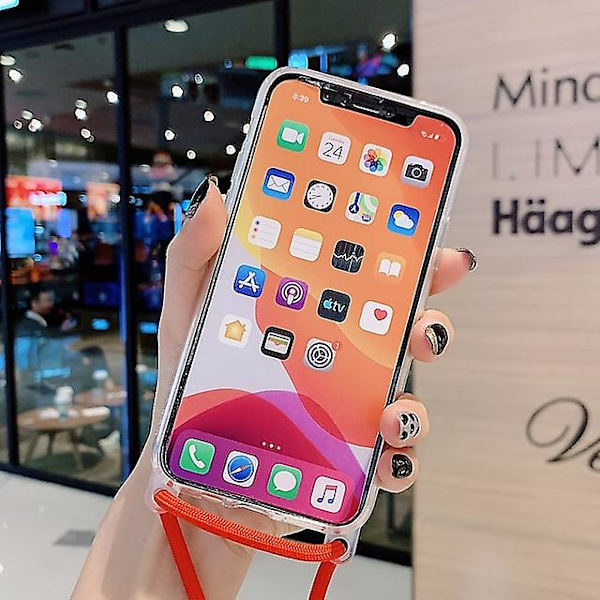 Klar telefonveske for iPhone 11 13 12 Pro Max Lanyard Halskjede Kjede Henge Stropp Tau Deksel Coque For iPhone Xs Max Xr X 7 8 Plus Se 2020 iPhone 14 Plus