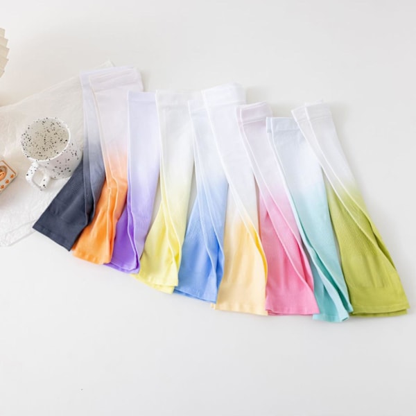Tunna Gradient Färg Armsleeves Lång Livslängd Ärmar för Camping Vandring White and Gray