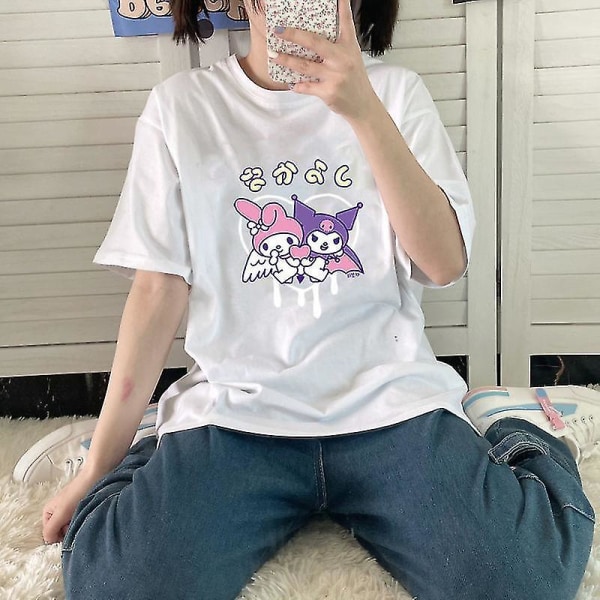 Sanrio My Melody Kuromi Overdeler Kvinner 2022 Estetisk Oversized T-skjorte Estetiske klær Pluss mote Sweethearts-antrekk F XXL
