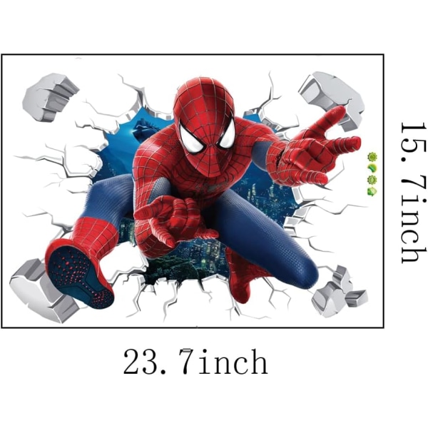 Hämähäkkimies murtautuu seinän läpi Tarrat 3D Punaiset Hämähäkkiseinätarrat Lasten makuuhuoneet Olohuoneen seinäkoristelu 15,7 x 23,6 tuumaa (Spider-Man)