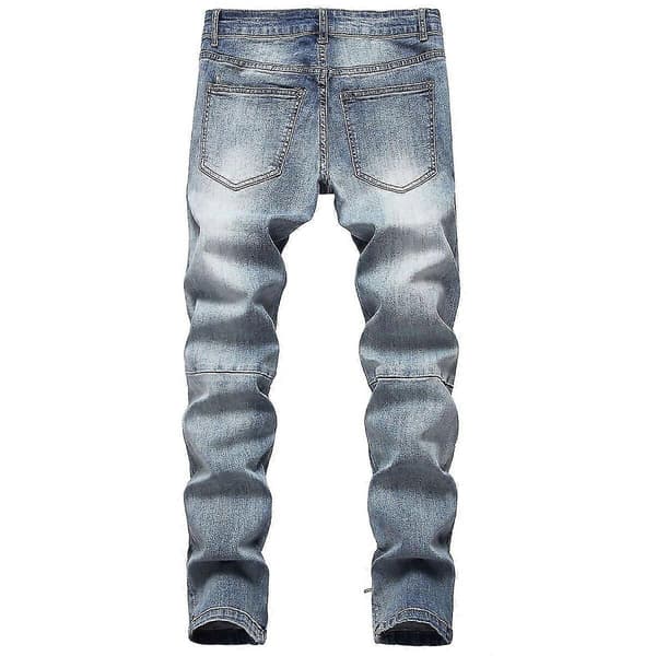 VAWAN Herr Ripped Distressed Slim Fit Rak Passform Jeans Blue EU 36