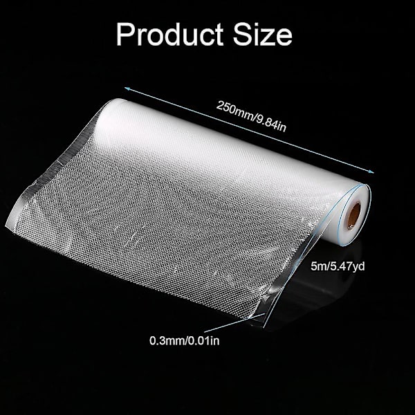 250x5000mm Madkvalitets Rulle Vakuumpose Madopbevaringspose Vakuumforseglerpose