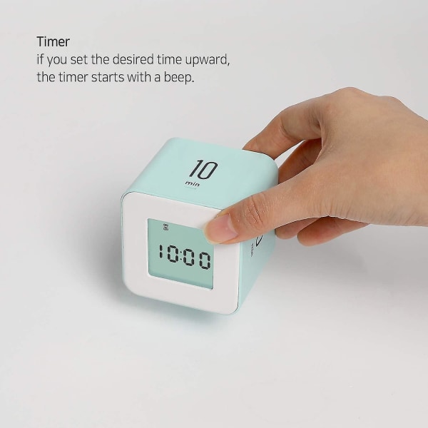 Mooas Multi Cube Timer/roterende Timer, Enkel Betjening, Ur & Timer (hvid) Mint Green