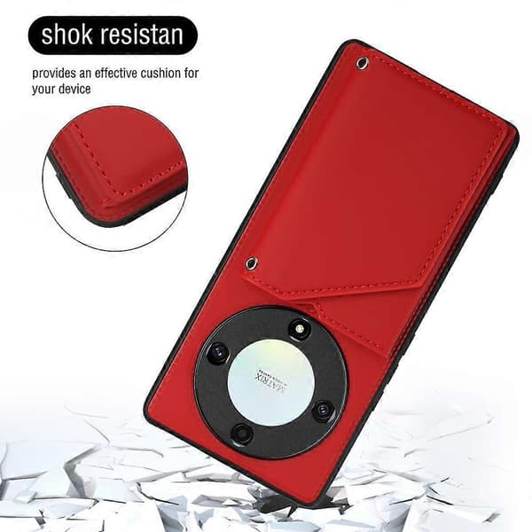 Telefonfodral med kortfack i PU-läder + TPU + PC Red Compatible with Honor X9a