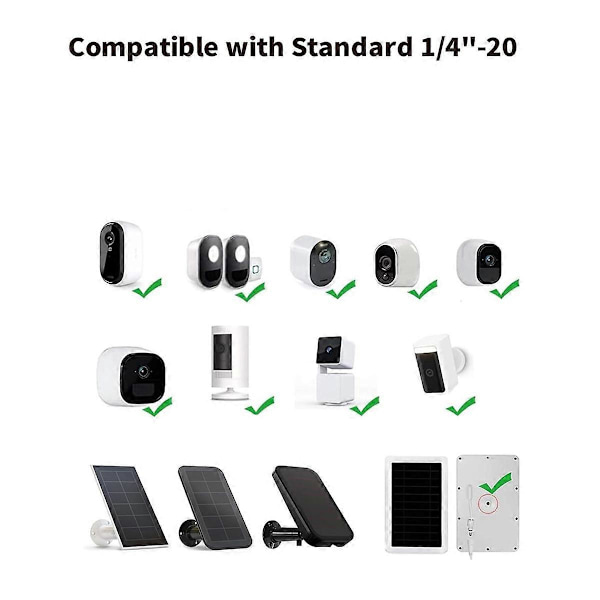 2-pak rendebeslag kompatibel med Ring solpanel, 360° justerbart universelt panel Ring rendebeslag White