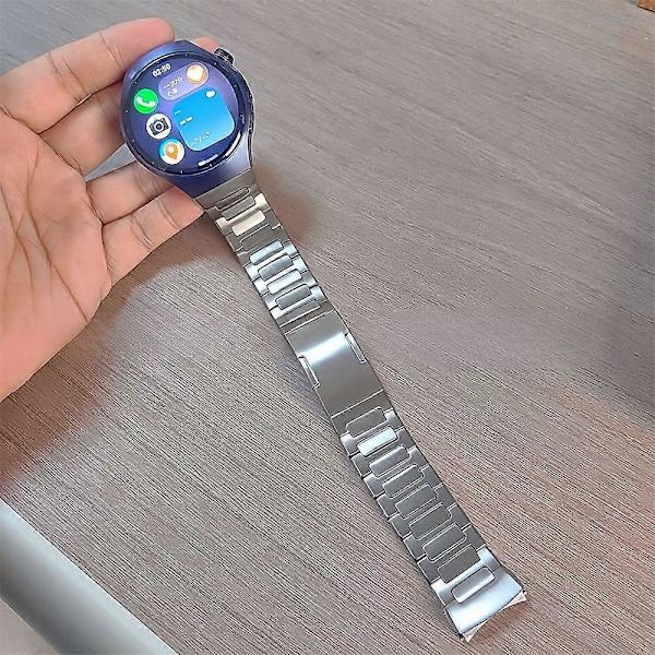 Til Huawei Watch 5 46mm Titanium Alloy Urrem Quick Release One-bead Håndledsrem Silver