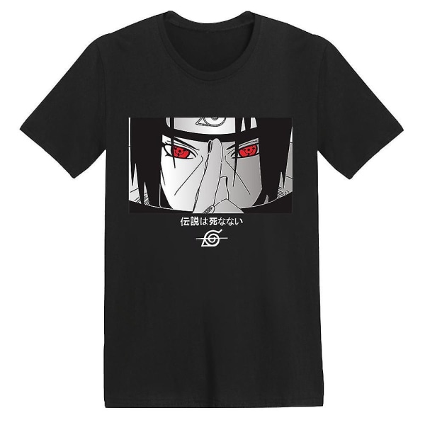 Unisex Anime Uchiha Itachi Printed T-paidat Casual kesä lyhythihaiset Topit Lahjat Black M