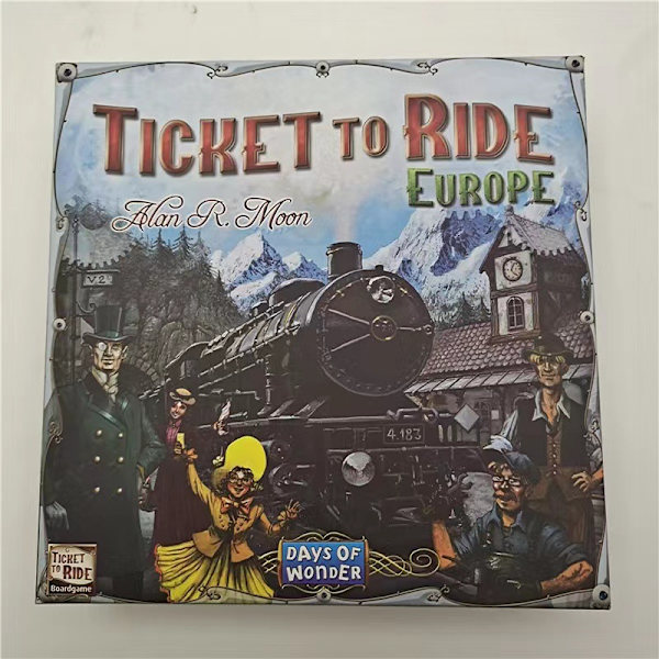 Engelsk og amerikansk version af hele serien af Ticket To Ride Europe brætspilkort