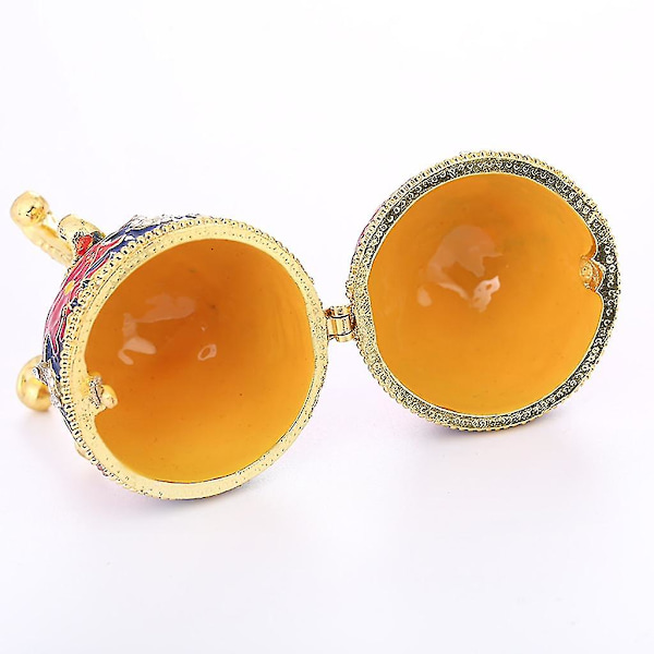 Krystall-emaljert påske Fabergé-egg smykkeskrin ring øredobber russisk etui Hk Red 5x10cm