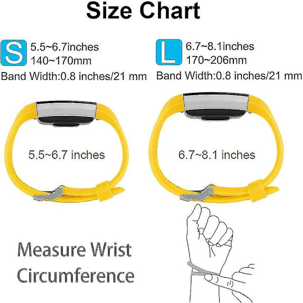Vaihtohihnat yhteensopivat Fitbit Charge 2:n, Classic & Special Edition -malleille, säädettävät urheilurannekkeet, korkealaatuiset lemon-yellow Small