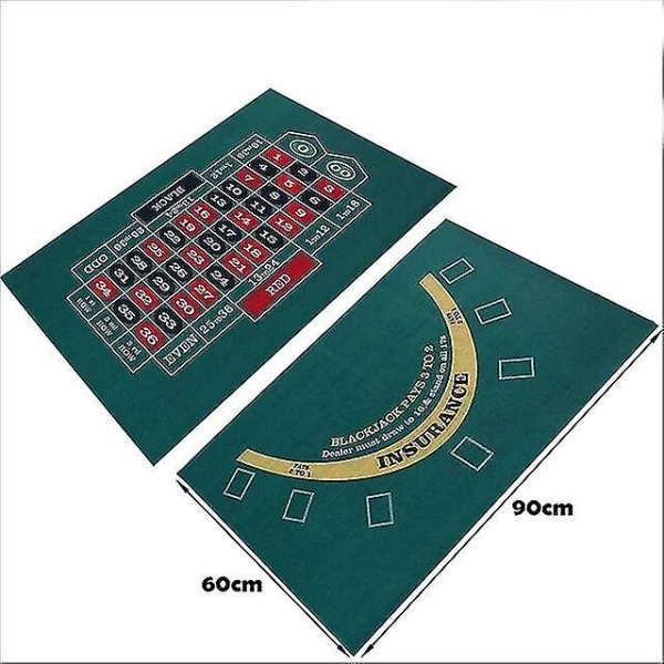 Dobbeltsidig pokerspillmatte Craps-bord og blackjack-kasinofilt Roll-up Casino Roulette bordmatte for festbarbord