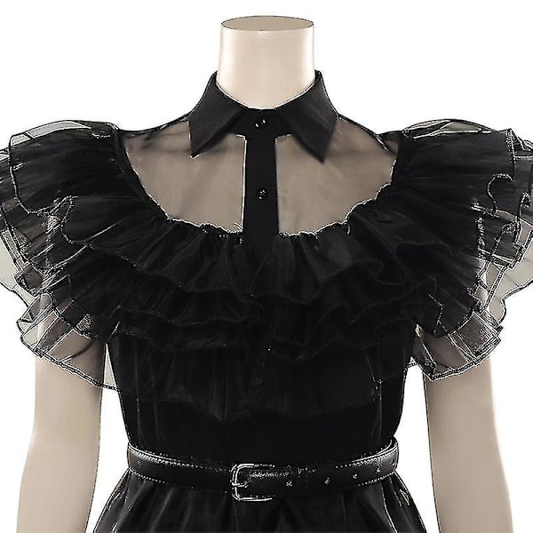 2023 Wednesday Addams Cosplay Kostyme Sett Halloween Kostyme Karneval Party Forkledning For Voksne Jenter-mxbc Without wig 140