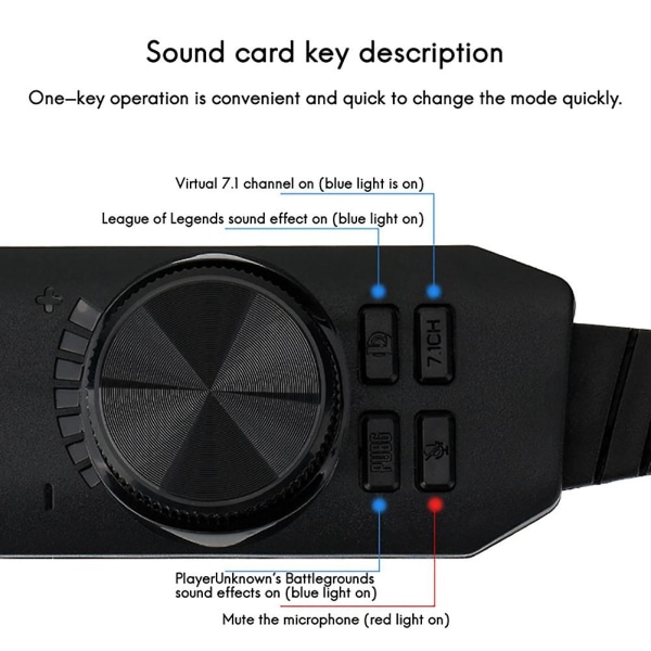 USB Ljudkortsadapter 7.1 Kanaler 3.5mm Audiogränssnitt USB2.0 Mikrofon Headset Datorspel So