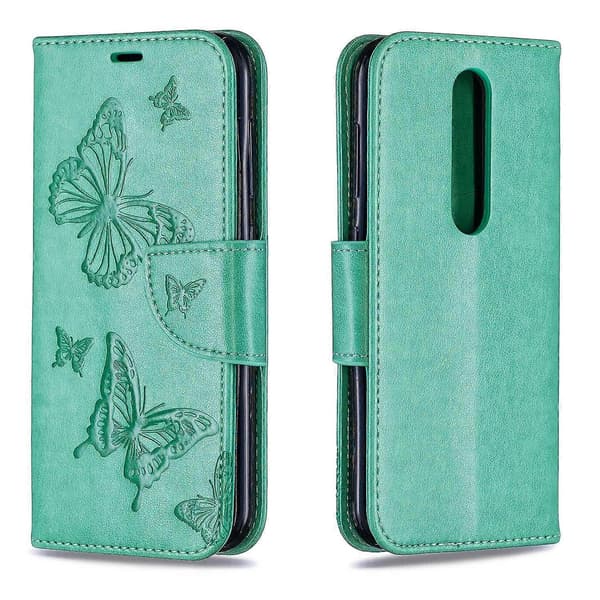 Imprint Butterfly -nahkakotelo Nokia 4.2:lle - Multicolor Green
