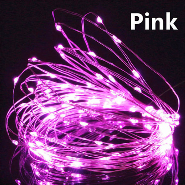 1m Mini LED Lys Kæde Batteridrevet Pink