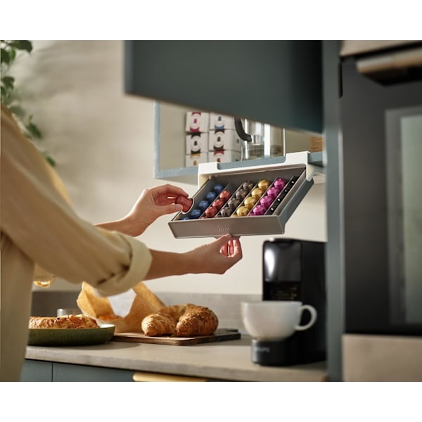 Utrymmesbesparande låda för kaffekapselhållare under hyllan, 30 st, för Nespresso originalkapslar
