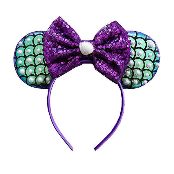 Disney Lilla Sjöjungfrun Ariel Prinsessdräkt Barnklänning För Flickor Cosplay Barn Karneval Födelsedagsfest Kläder Sjöjungfrun Klänning V 7-8T(size 140) headand