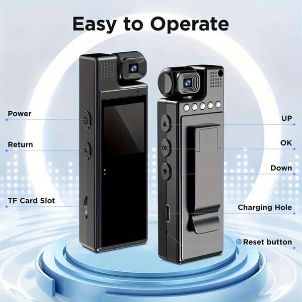 1080P HD Handheld Pocket Video Camera with 180-Degree Rotatable Lens