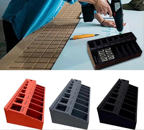 3D-printad skruvlängdssorteringsbricka Praktisk skruvverktygslåda Organizer Muttrar Black