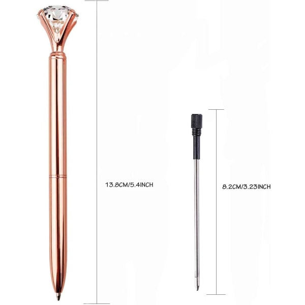 Pen Rose Gold Pen Crystal kuulakärkikynät Bling Metal kuulakärkikynä Toimistotarvikkeet Musta muste Sisältää ylimääräisiä kynän täyttöjä (4 pakkausta)