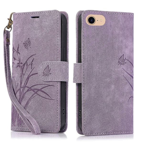 Orkide Lærveske for iPhone 7 / 8 / SE 2022 Purple