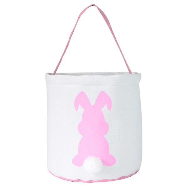 Påskeharekurvposer til barn Canvas Cotton Bæregave og eggjaktpose fluffy haler trykte kanin lerret leker bøtte tote