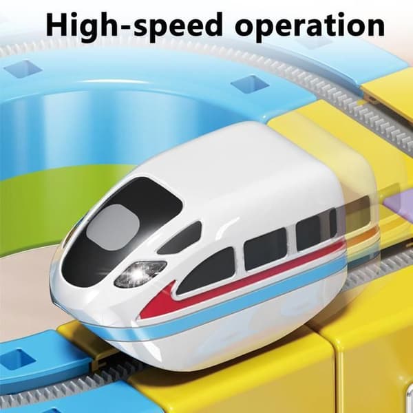 Race Track - Electric Train Set - 81 Magnetic Pieces - Modular Construction - Educational Toy and Gift
