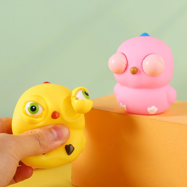 Chick Squeeze Toy Kylling Anti-stress Leke Morsom Øyeeplet Burst Dukke Stress Relief Toy Myk TPR Knip Leke Voksne Tenåringer Sensorisk terapi Fidget Toy Pink
