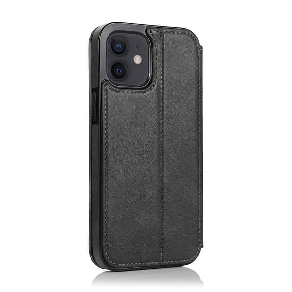 iPhone 12 Mini Etui Læder Wallet Flip Telefon Etui Black iPhone 12 Mini
