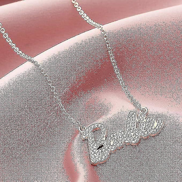 Sød og skinnende Crystal Script Logo Halskæde - Rosenguld