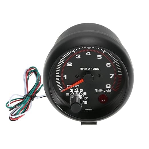 3,75\" Universal Black Car Tachometer with White Shift Light 0-8000 RPM
