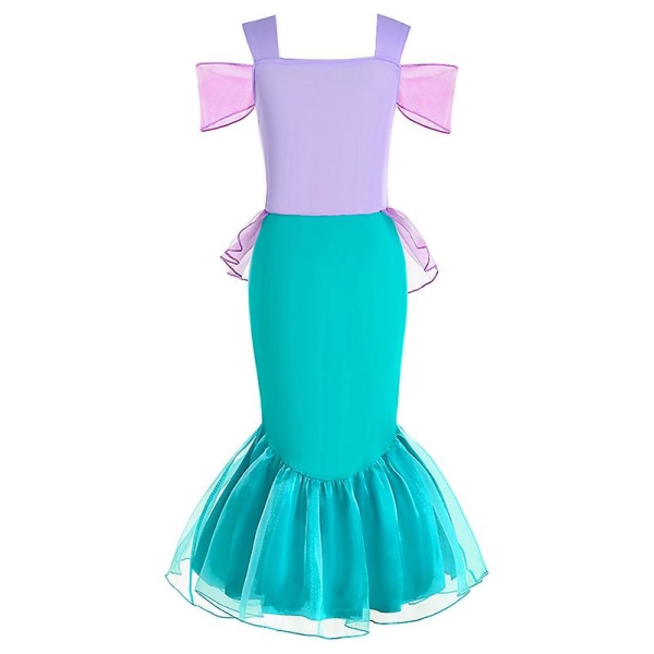 Ariel-mekko Cosplay-asu Halloween Merenneito Prinsessahame Ariel Prinsessamekko Kaulakoru Korvakorut Kruunu Ig Taikasauva Dress 120